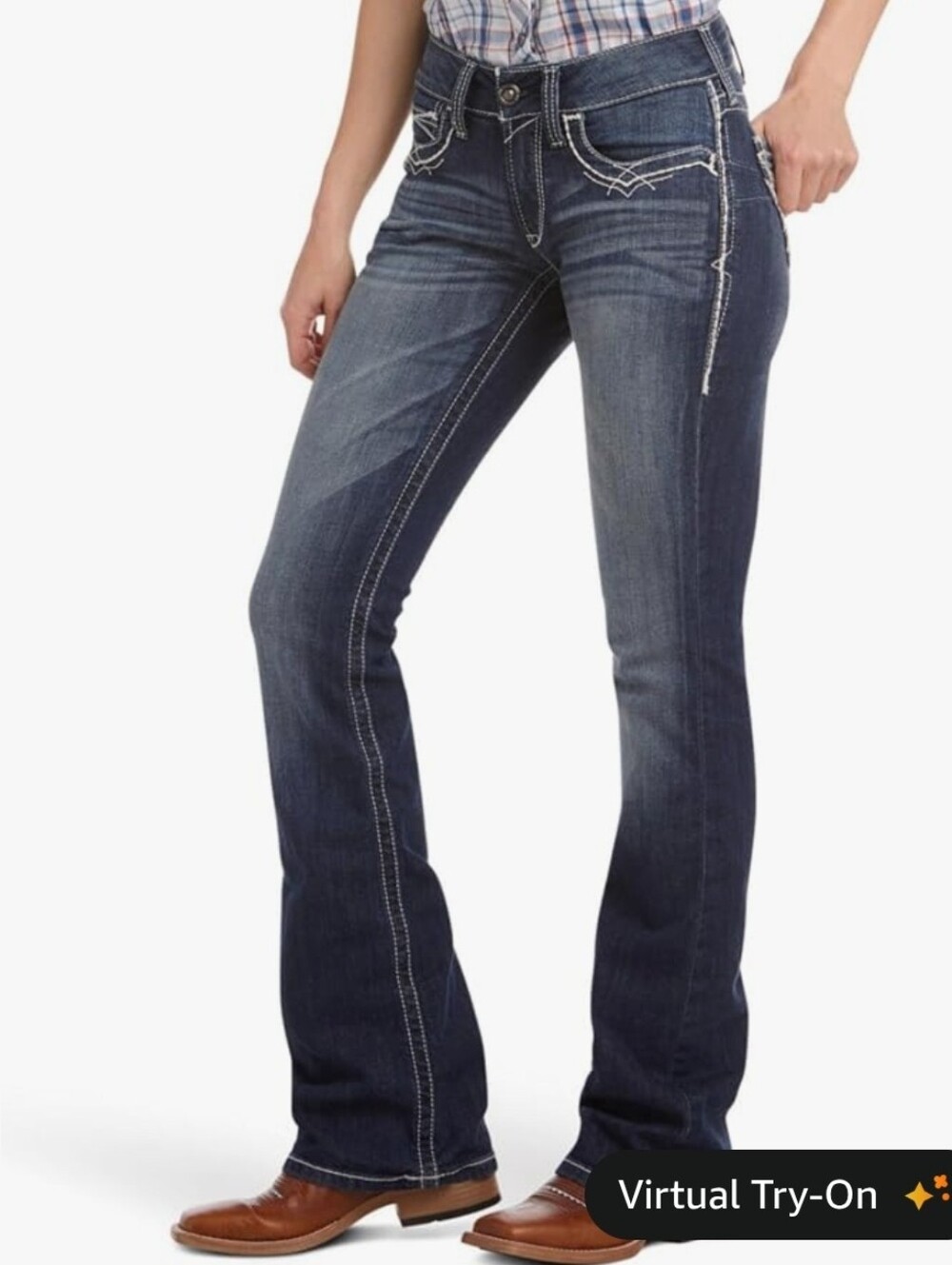 Ariat Women's R.E.A.L. Mid Rise Stretch Entwined Boot Cut Jean 26r Womens